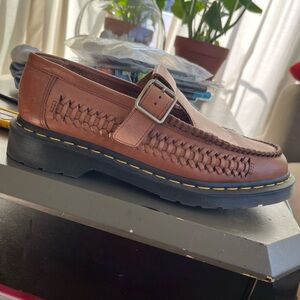 Dr. Martens Brown Woven Leather Buckle Loafer
